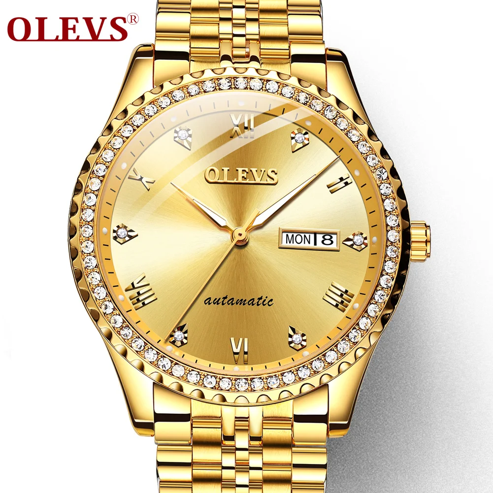 

OLEVS Luxury Brand Mens Business Watch Gold Full Steel Quartz Watches Men Date Waterproof Military Clock Man relogio masculino