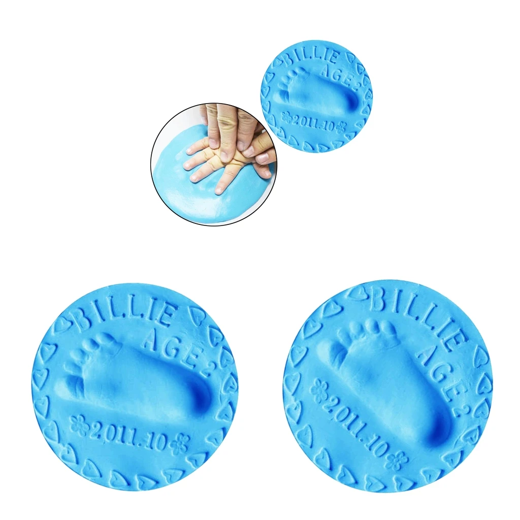 2 Set Clay Imprint Kit for Newborn Babies Hand Print and Foot Print - Gifts for Babies and Children -Blue