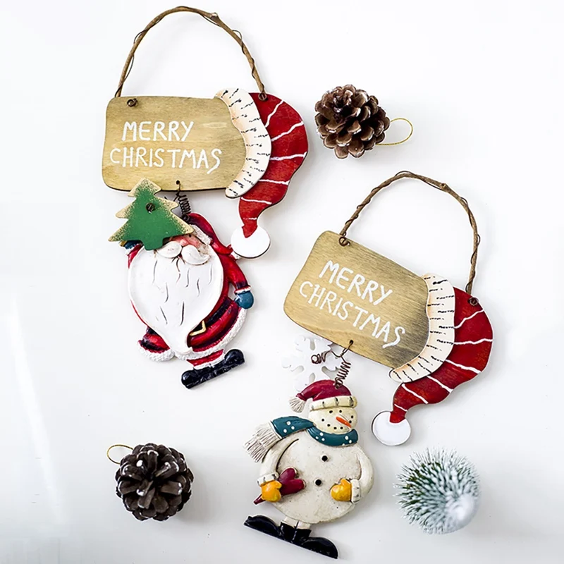 

Christmas Wooden Color Graffiti Pendant Christmas Hat Christmas Snowman Graffiti Christmas Tree Decoration Crafts