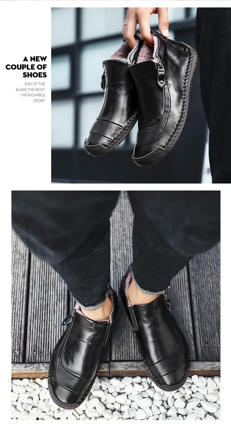 Мужские зимние ботинки из спилка; уличные мужские ботинки; зимние модельные ботинки; ботильоны; теплая короткая плюшевая зимняя мужская теплая обувь на меху