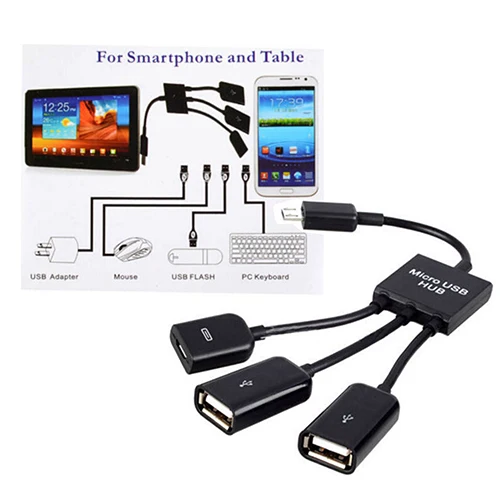 3in1 Micro USB / Type C To 2 OTG 3 Port HUB Cable Splitter Micro USB Type C Adapter Converter For Tablet Mouse Keyboard