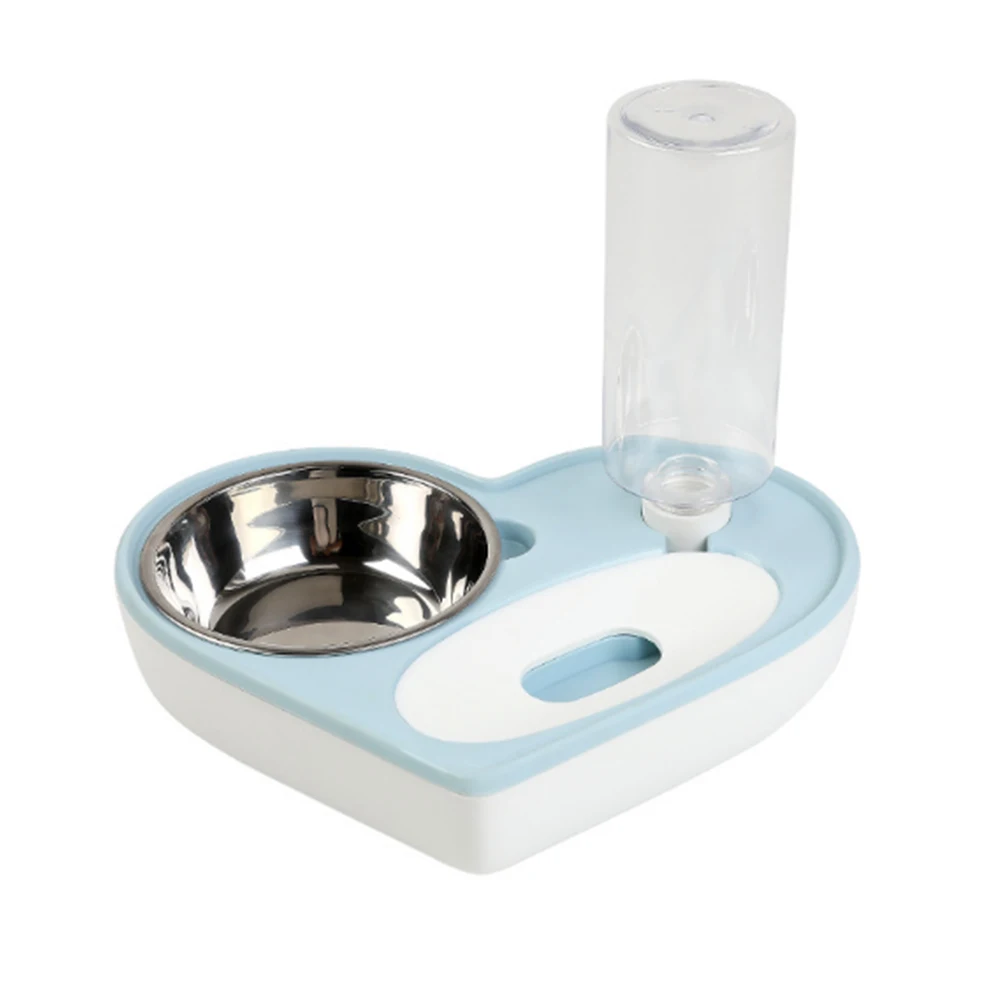 blue Dogs Food Dispenser Cat Drinking Bowl Pets Supplies Automatic Pet Dog Double Bowl Pet Feeder Cat Feeding Watering Bowls - Цвет: blue