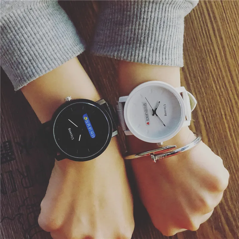 

2019 Hot Sale Lovers Metal Edge Quartz Watch Round Dial Fashion Watch Simple Atmospheric Couple Watch