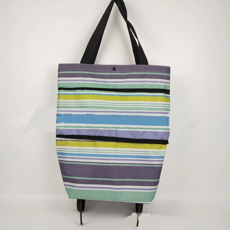 Small Color stripe Ruputiv Новая Складная портативная хозяйственная сумка для покупок, сумка на колесиках для покупок, сумка-Органайзер для покупок овощей - Цвет: Small Color stripe