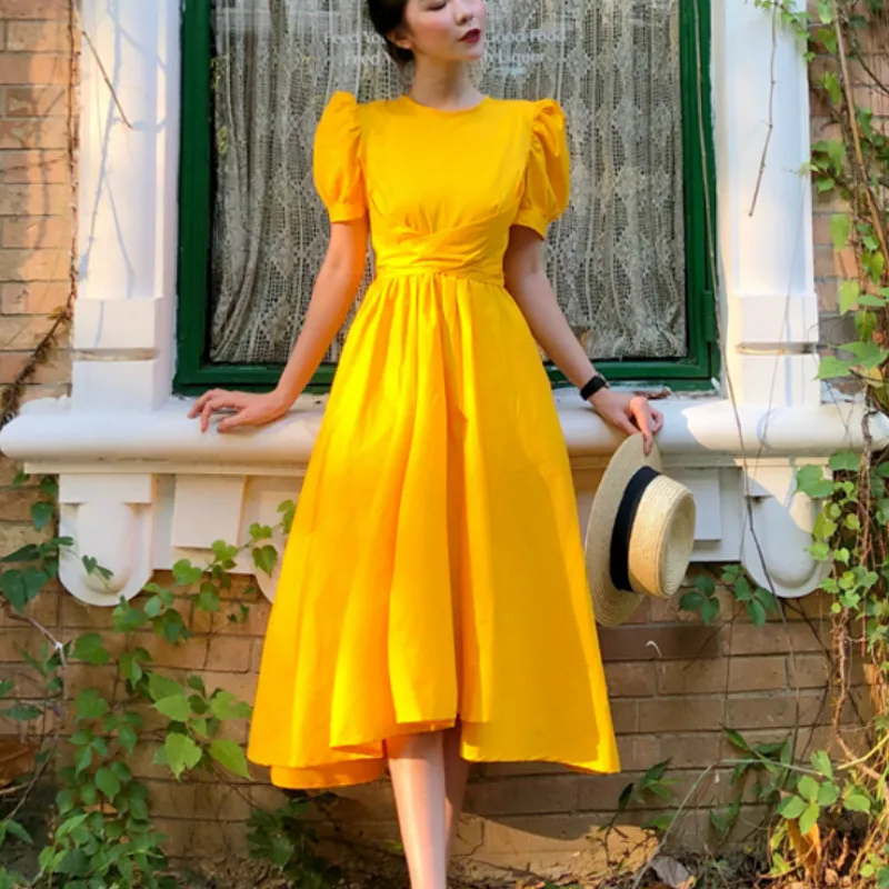 Summer Vintage Women Tutu Dreses Puff 