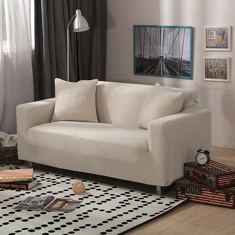 Beige 1/2/3/4 местный универсальный из однотонного плюша; Сезон Зима; диванных чехлов эластичный чехол для дивана для гостиной диван мебель протектор чехлов - Цвет: Beige