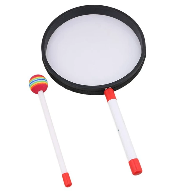 10Pcs 7.9 inch Lollipop Shape Drum With Rainbow Color Mallet Music Rhythm Instruments Kids Baby Children Playing Toy 4