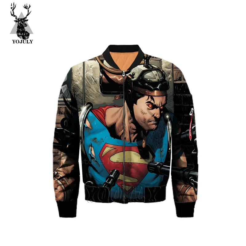 5 Мужская куртка с 3d принтом Супермена, Marvel off white, модная, утолщенная, Армейская, мужская куртка-бомбер в стиле хип-хоп, уличная одежда, теплое пальто J06 - Цвет: 5