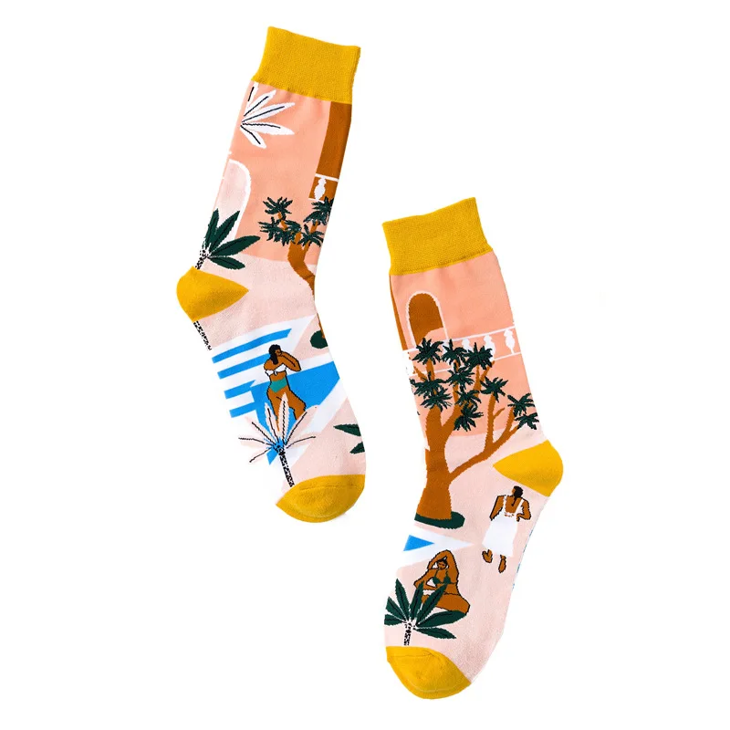 Новые европейские американские Брендовые женские счастливые носки цветные забавные парные носки Psychedelic Illustration Series