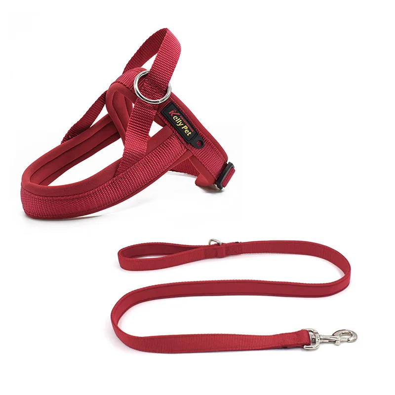Red Harness Leash Поводок для собак без тяги Регулируемый мягкий жилет безопасный жгут легкая управляемая шлейка с поводком для маленьких средних и больших собак - Цвет: Red Harness Leash