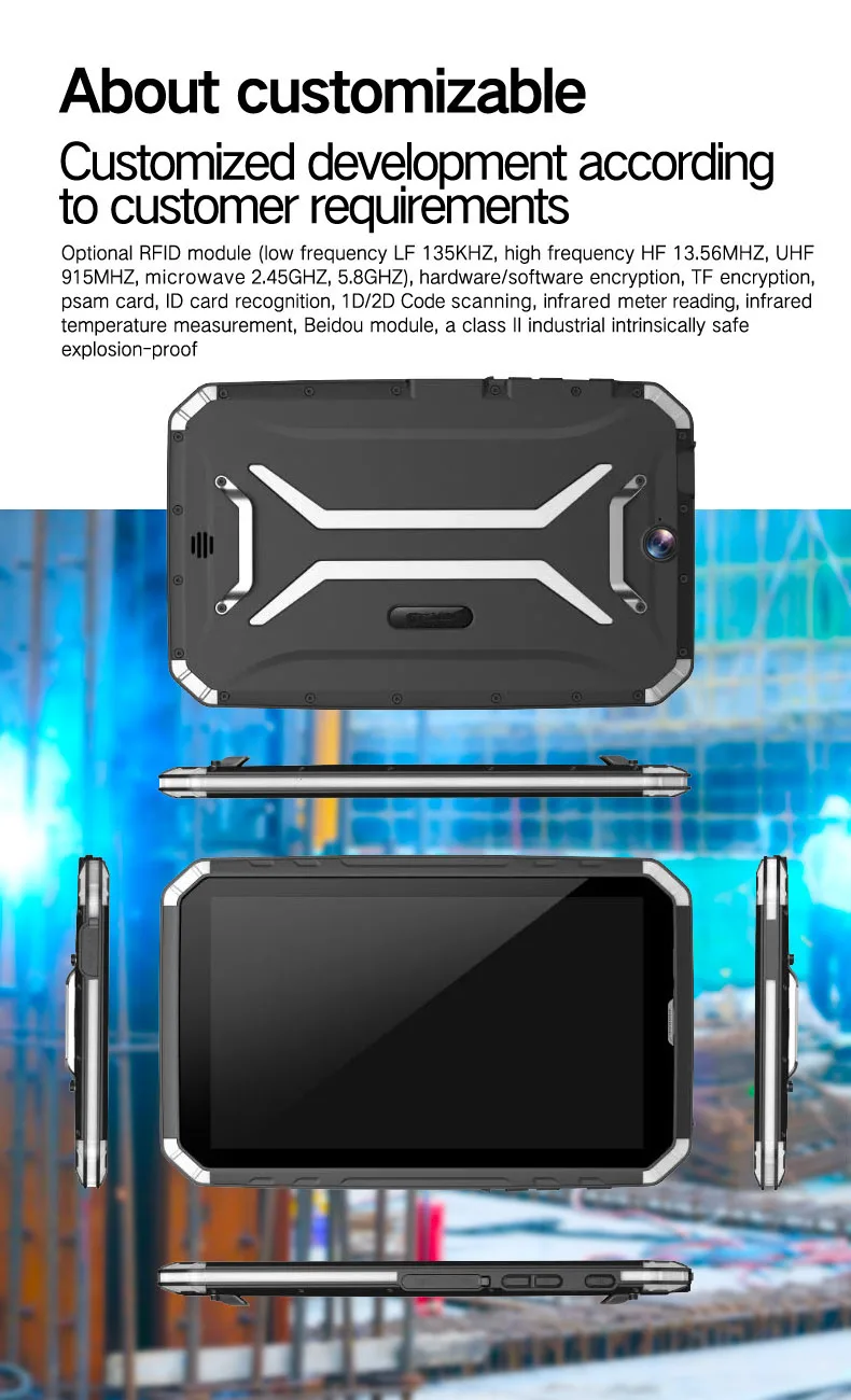 Китай Android тонкий водонепроницаемый планшетный ПК ремешок IP68 прочный телефон MTK6753 Восьмиядерный 4 Гб ОЗУ 13,0 МП камера 4G LTE gps 8500 мАч
