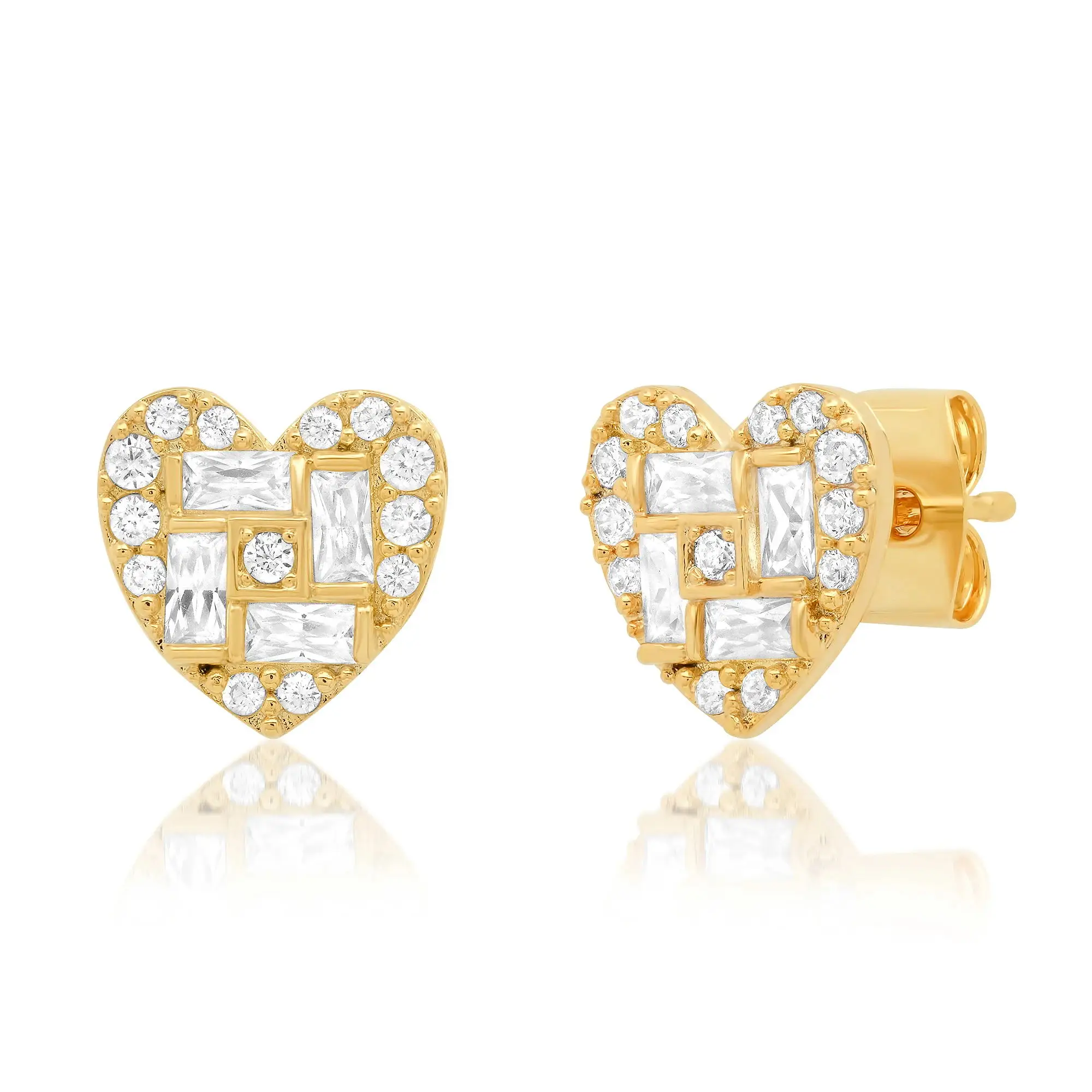 Sparking Bling 5A Cubic Zirconia Cz Small Stud Earring Simple Classic Round Star Heart Shaped Minimal Earrings