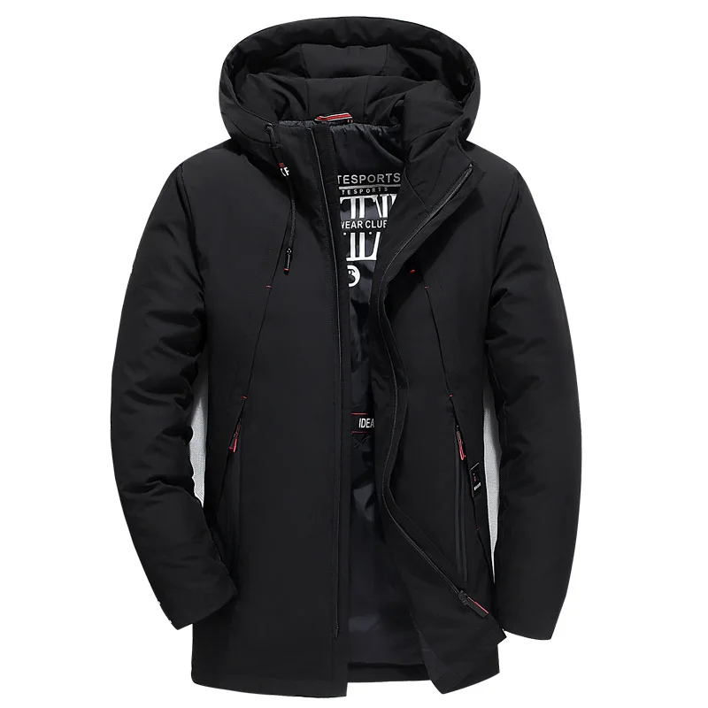 

Pop Fashion Winter Coat Men Warm Down Male Hooded Long Thickening White Duck Down Jacket Outwear Casual Solid Parkas