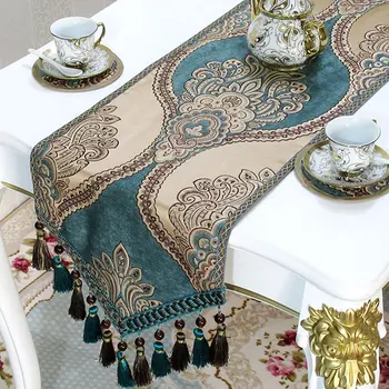 

Modern Luxury Table Runner American Fashion Upscale Cloth Dining Table Decoration Tables Cloth Tassel Jacquard Wedding Decor