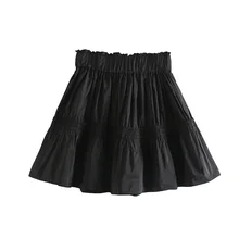 Осень Женская Новая мода Ретро Высокая талия эластичная талия тафта Мини юбка 03068244800