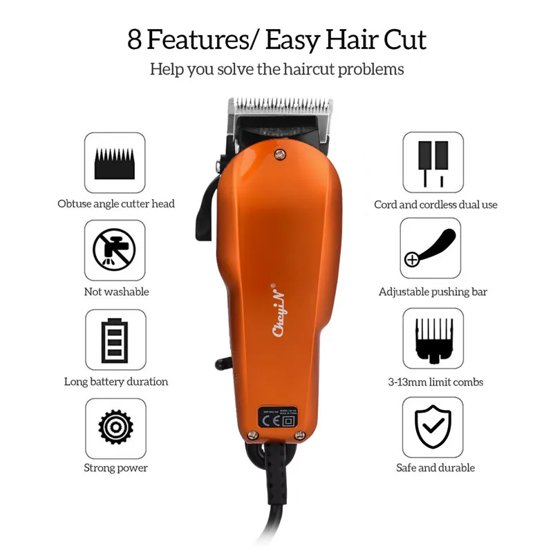 

Hair Clipper Electric Hair Trimmer Men Stainless Steel Blade Hair Cutter Rechargeable Beard Trimmer Haircut Machine Barber Tool