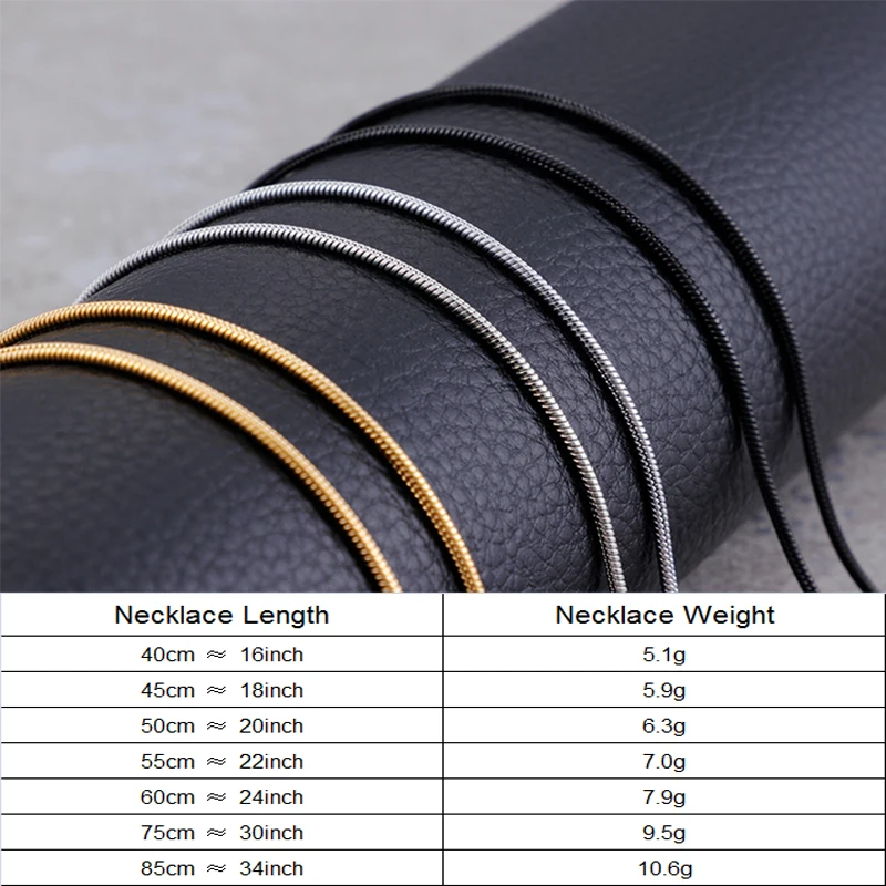 1.5mm Width Stainless Steel Snake Chain Female Rose Gold/Black Fashion Necklaces For Women Girls Chokers Long Chains - Image 6
