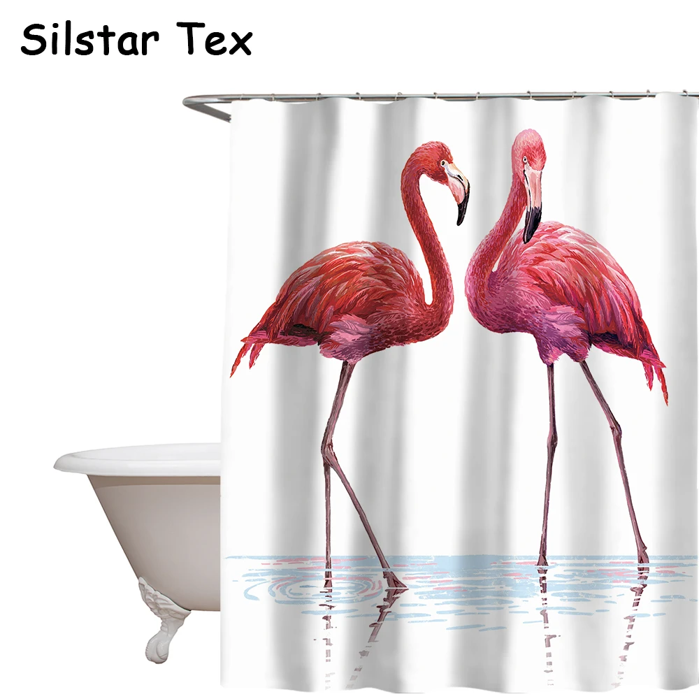 Silstar Tex занавеска для ванны с фламинго животными Затемняющая розовая душа