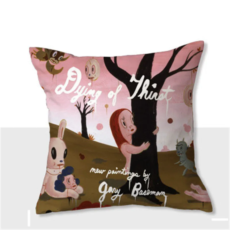 Gary Baseman пустыня девушка мультфильм короткая плюшевая подушка гостиная диван пуховая подушка офис ворс подушка мягкая игрушка X2440 - Цвет: 45X45CM