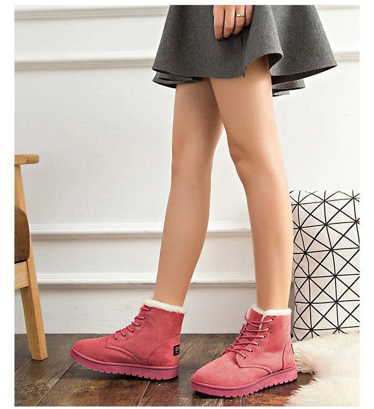 Winter snow boots women with fleece Martin boots thickened warm cotton shoes students boots flat new 2019120507