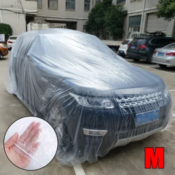 

Transparent PE Material Elastic Car Cover Dust-Proof Waterproof Disposable Portable Car External Accessory M/L/XL
