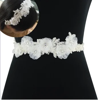 

TOPQUEEN Belts Bridal Wedding Belt Applique Belt with Flowers Bridal Accessories Sash Women's White Flower Belts Waist Belt S249