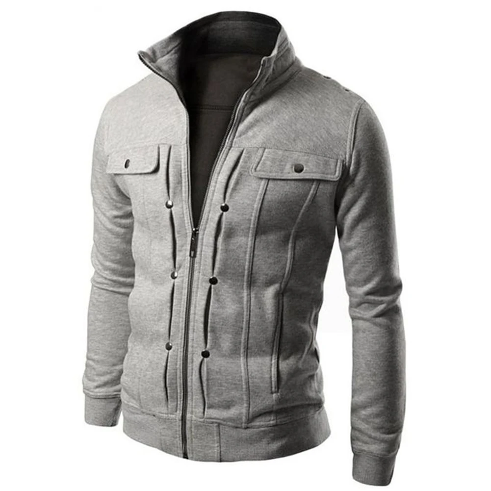 Fashion Men Jacket Coat Plus Size Men Jacket Solid Color Stand Collar Long Sleeve Streetwear Winter Jacket Warm Male куртка