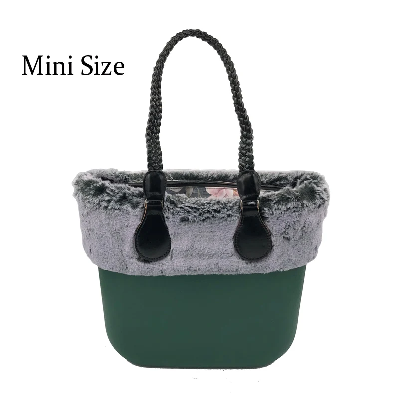 Mini Green Мини-размер O Сумка Стиль obag Водонепроницаемый EVA корпус с переплетенной ручкой Трамп принт вставка Женская резиновая силиконовая сумка сумочка - Цвет: Mini Green