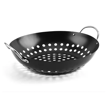

Hollowed BBQ Plate Non Stick Home Kitchen Grill Pan Roasting Round Outdoor Camping Cooking Tool Easy Clean Baking Picnic