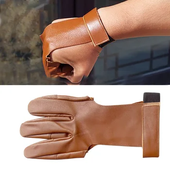 

Accessories Safety Soft Guard Solid Outdoor Protector Artificial Leather Hunting 3 Finger Tab Bow Archery Gloves Gym