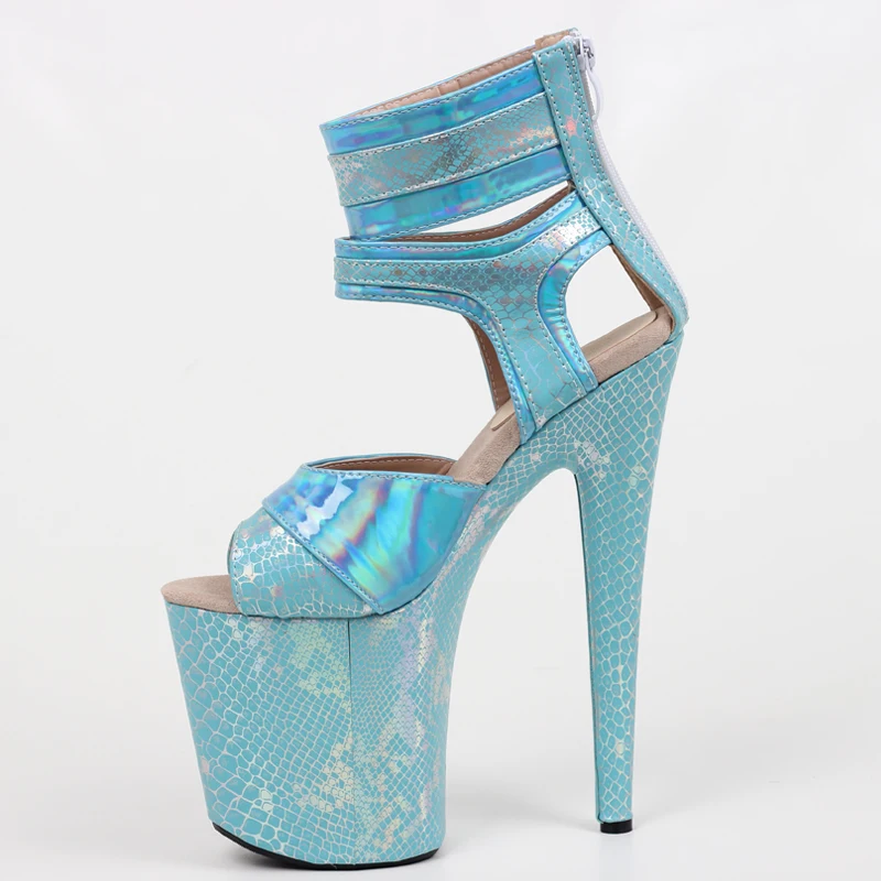 

20cm high heel Snake pattern Ankle Strap Sandal Platform Stripper Fetish Exotic High Heels Shoes