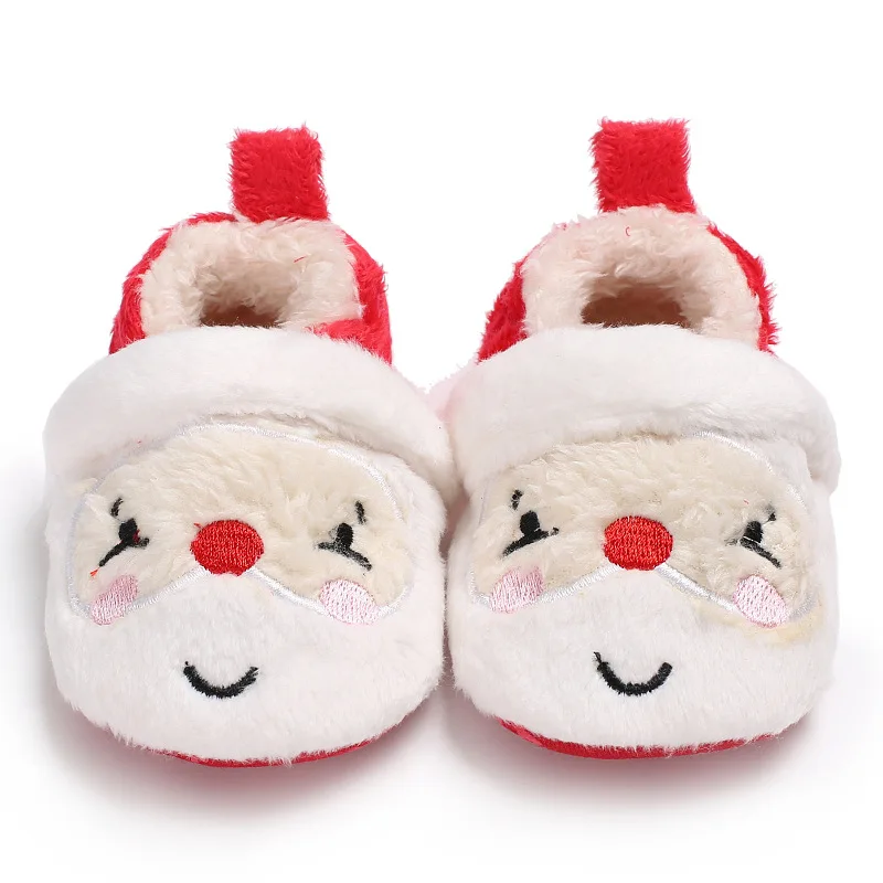 Детская обувь; Рождественский подарок для мальчиков и девочек; зимние пушистые теплые тапочки; мягкие хлопковые мокасины для новорожденных