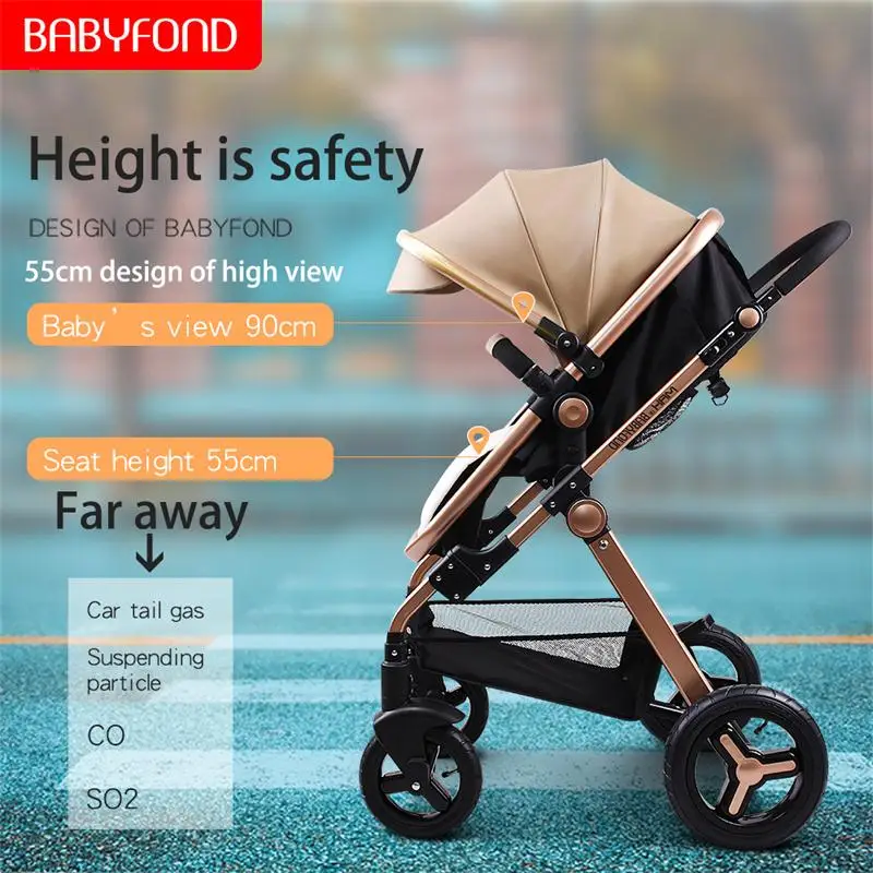 Babyfond Высокая Ландшафтная Детские коляски 3 в 1 коляска из искусственной кожи