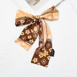 Chic Female Leopard Clover Silk Scarf Designer Scarf Women Luxury 2018 Head Bandage Flower Cow Print Collar Hijab Scarves