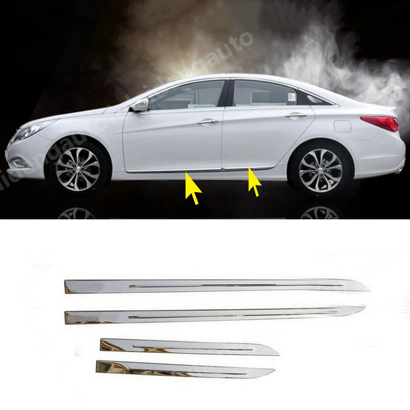 4 шт. для hyundai Sonata MK8 2011- Боковая дверь из нержавеющей стали отделка молдингов аксессуары для стайлинга автомобилей