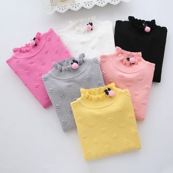 

New Spring Winter Children Clothing Girls Sweater Kids Knitted Sweaters Cute Flower Outerwear Baby Girl Pullovers Age 2-6Y 038