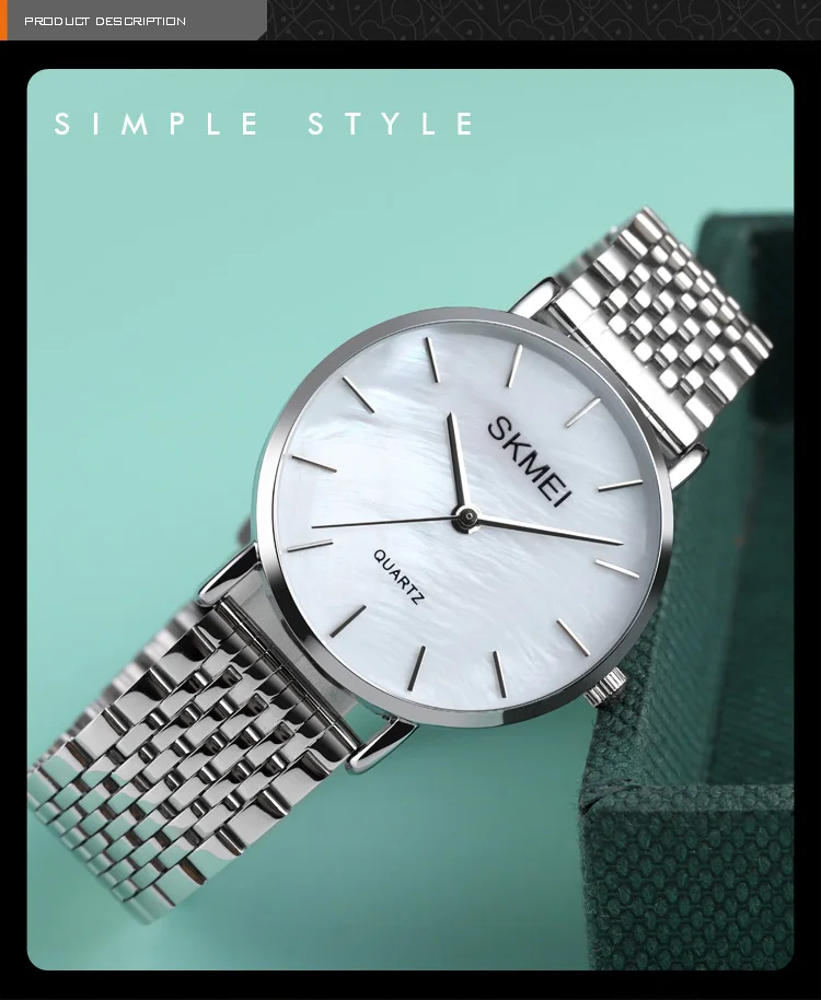 SKMEI, женские кварцевые часы, женские часы, Relogio Feminino, Роскошные, нержавеющая сталь, для девушек, наручные часы, серебряный цвет, 1567
