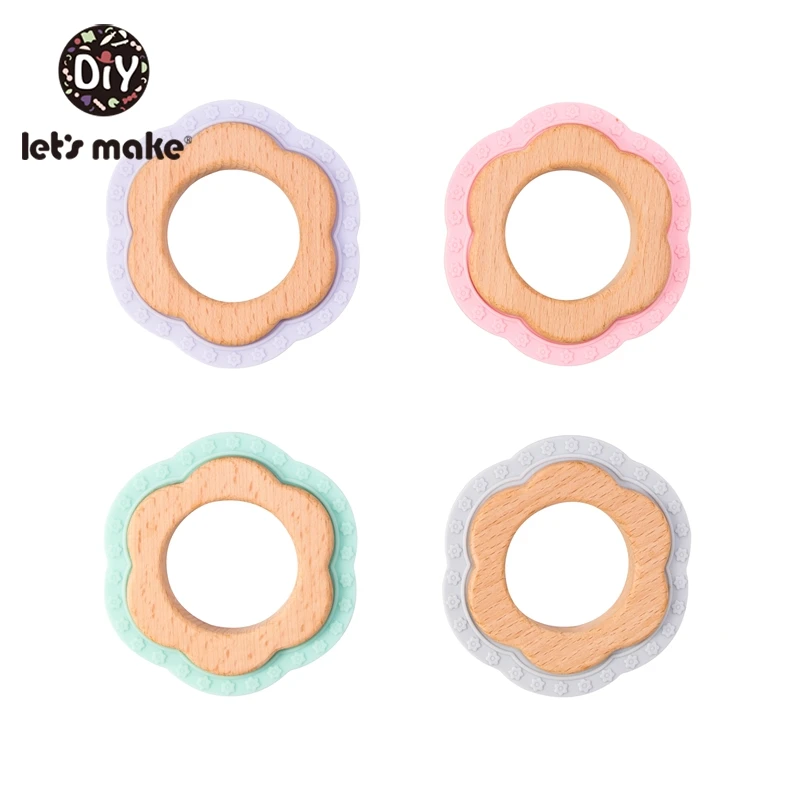 

Let'S Make 5Pc Wooden Rings Teether Wooden Teether Toys Children'S Jewelry DIY Crafts Accessories Nursing Pendant Toys For Baby