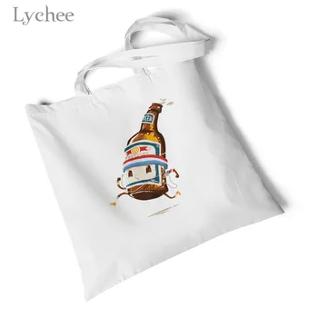 

Lychee Harajuku Women Canvas Bag Funny Food Burger Printed Shoulder Handbag Reusable Shopper Bag Simple Travel Eco Totes