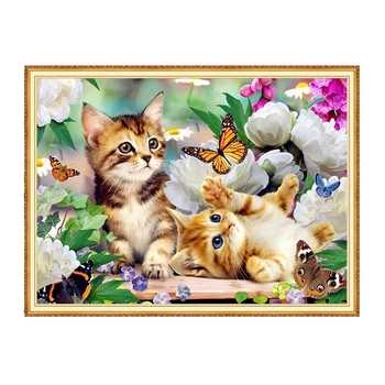 

MEIAN 2020 Animal Diamond Painting Cross-Stitch Embroidery Cat Mosaic Full Round/Square Drill Rhinestones Home Decoration
