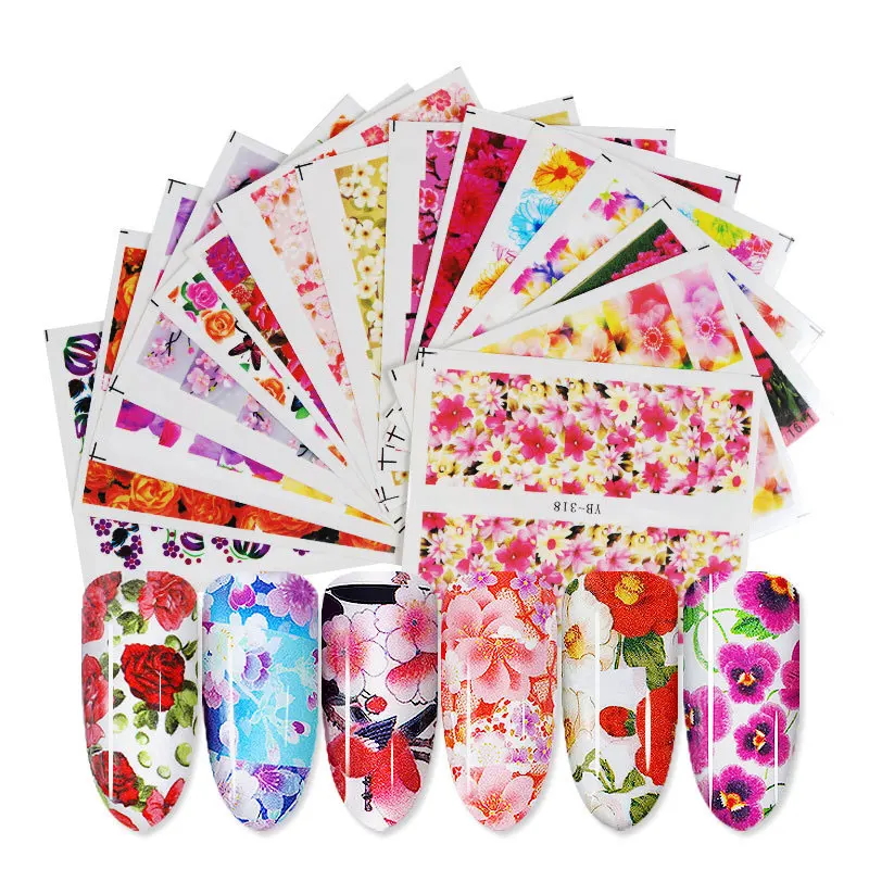 

50PC Mixed Manicure Set Nail Sticker Watermark Slide Nail Art Nail Accessories DIY Floral Designs Water Tattoo For Manic