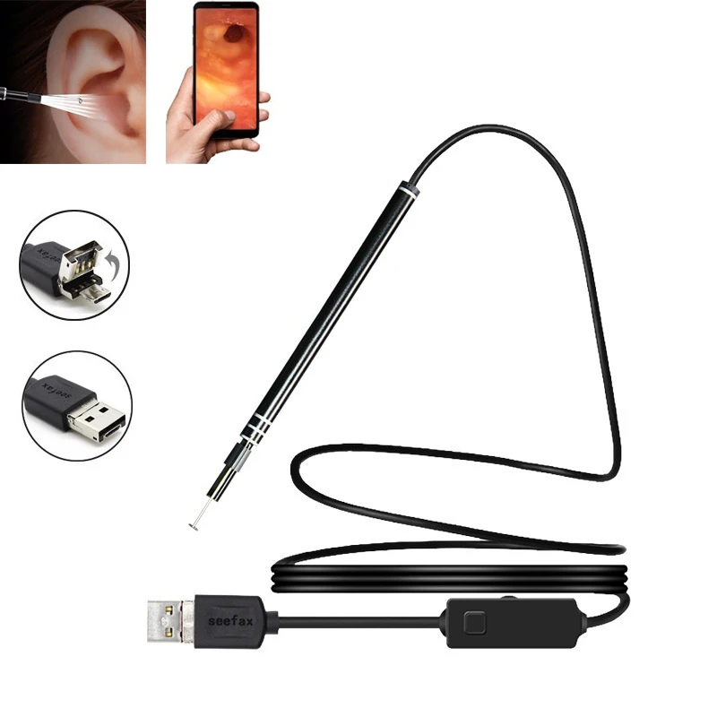 Ушная очистка USB эндоскоп камера мини медицинская В Ухо ложка для удаления ушного