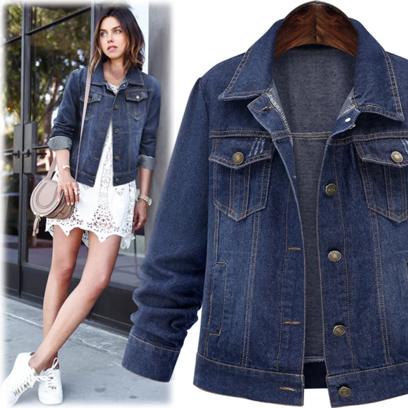 2021 New Cowboy Jacket Women's Autumn and Winter Style Outer Denim Coat Female  4Xl Student Jeans Outwear Ladies