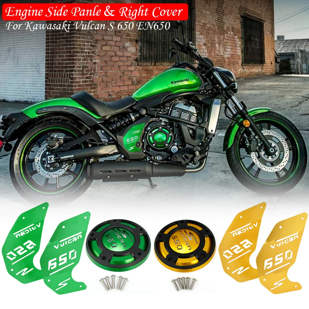 

CNC Aluminum Engine Plate Side Panel & Right Engine Cover Kit For Kawasaki Vulcan S 650 EN650 VN 650 2015 2016 2017 2018 2019
