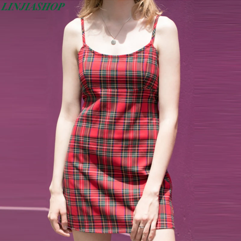 

Elegant slash neck lattice fabric mini dress red high quality A line spaghetti strap summer autumn violet party dress women