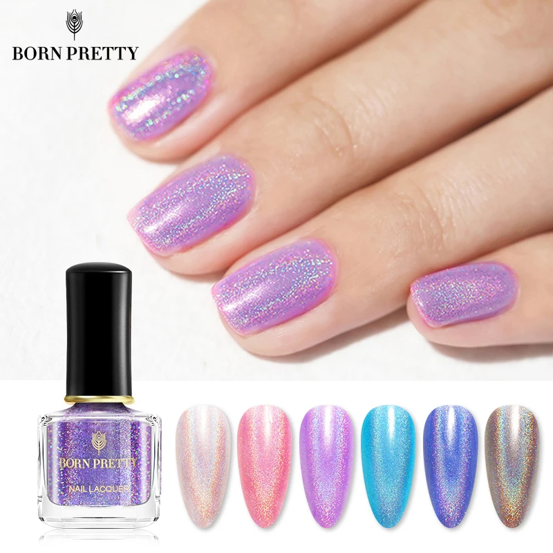 BORN PRETTY розовый голографический лак для ногтей лазерный Блестящий 6 мл мерцающий