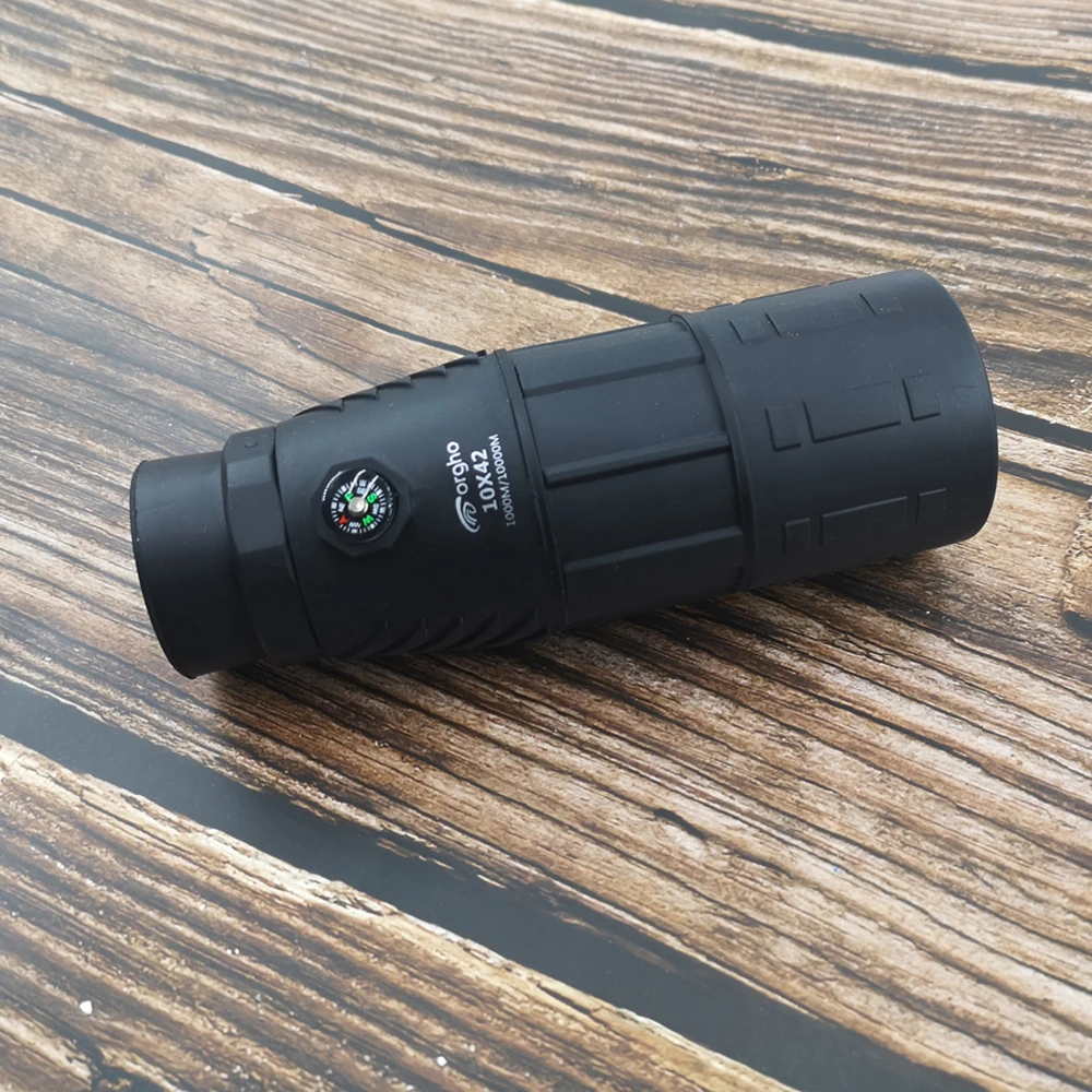 with Compass 10X42 Монокуляр телескоп с компасом кронштейн для наружного кемпинга Travaling Пешие прогулки Охота - Цвет: with Compass