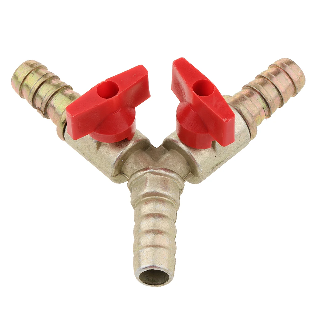 Y-shaped 3 Way Gas Fuel Valve Switch High Strength and Hardness Shut Off Ball Valve Hose Barb