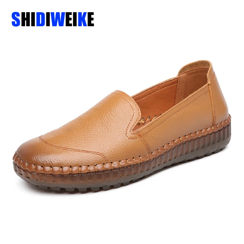 

100% Cow Leather Women Shoes Spring Women Flats Shoes Soft Bottom Non-slip Women Loafers genuine leather Zapatos Mujer g935