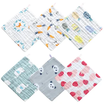 

6 Pcs Washable Soft Cotton Small Square Towel Newborn Face Towel Soft Handkerchief for Baby Infant (Random Color)